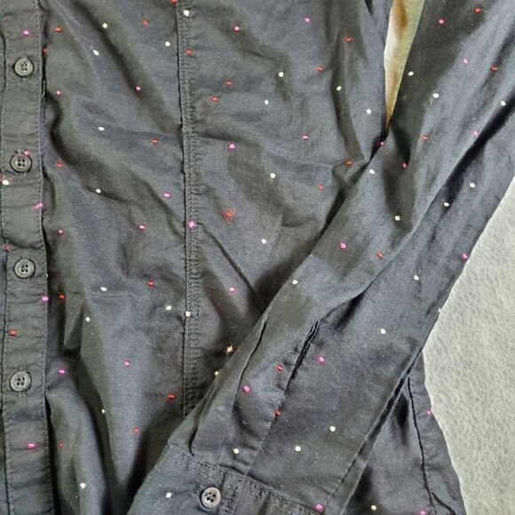 Lilu Shirt Womens Medium Black Long Sleeve Button Up - Picture 2 of 7